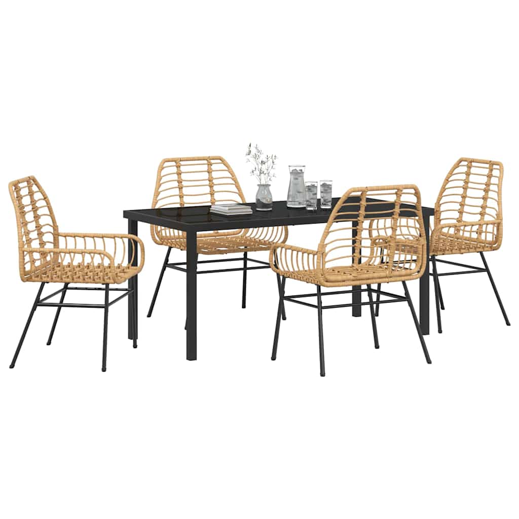 Ensemble de salle à manger pour jardin 5 pcs Marron polyrotin - XIOS