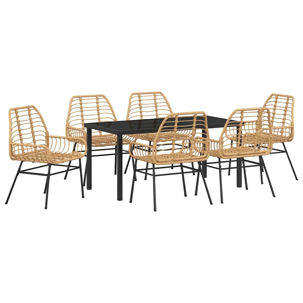Ensemble de salle à manger pour jardin 7 pcs Marron polyrotin - XIOS