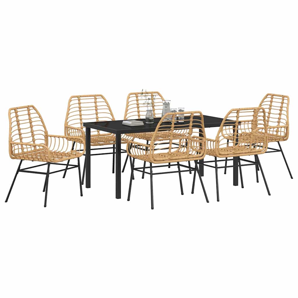 Ensemble de salle à manger pour jardin 7 pcs Marron polyrotin - XIOS