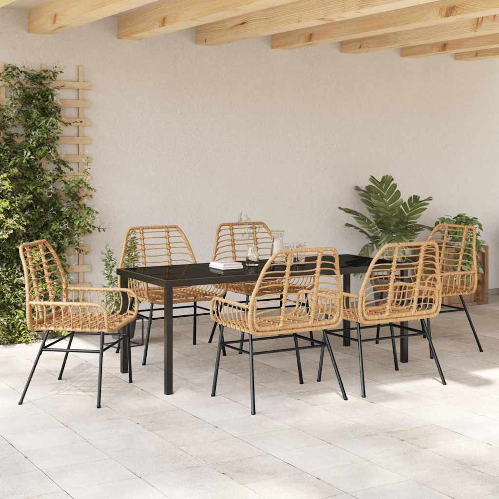 Ensemble de salle à manger pour jardin 7 pcs Marron polyrotin - XIOS