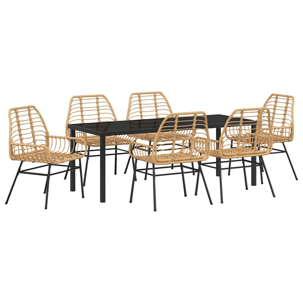 Ensemble de salle à manger pour jardin 7 pcs Marron polyrotin - XIOS
