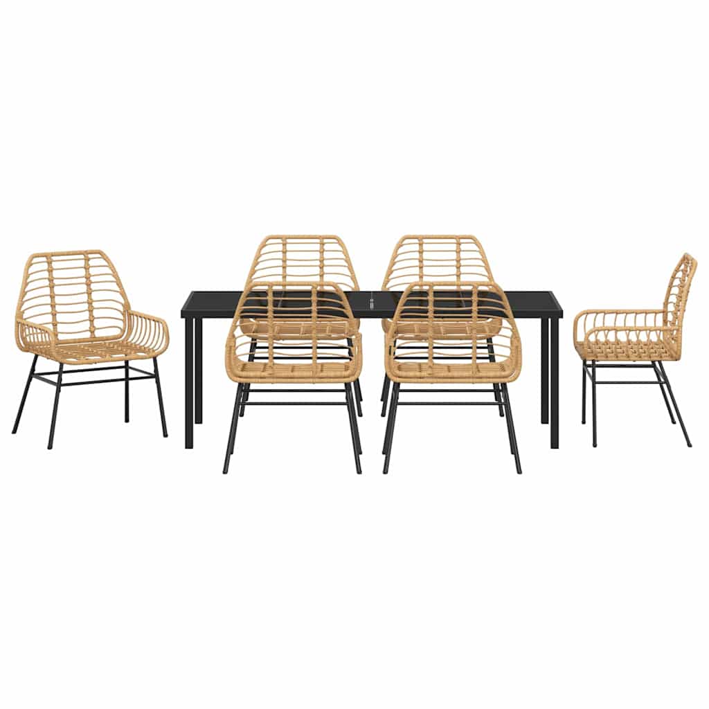 Ensemble de salle à manger pour jardin 7 pcs Marron polyrotin - XIOS