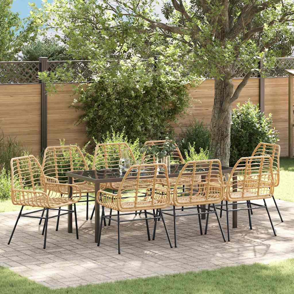 Ensemble de salle à manger pour jardin 9 pcs Marron polyrotin - XIOS