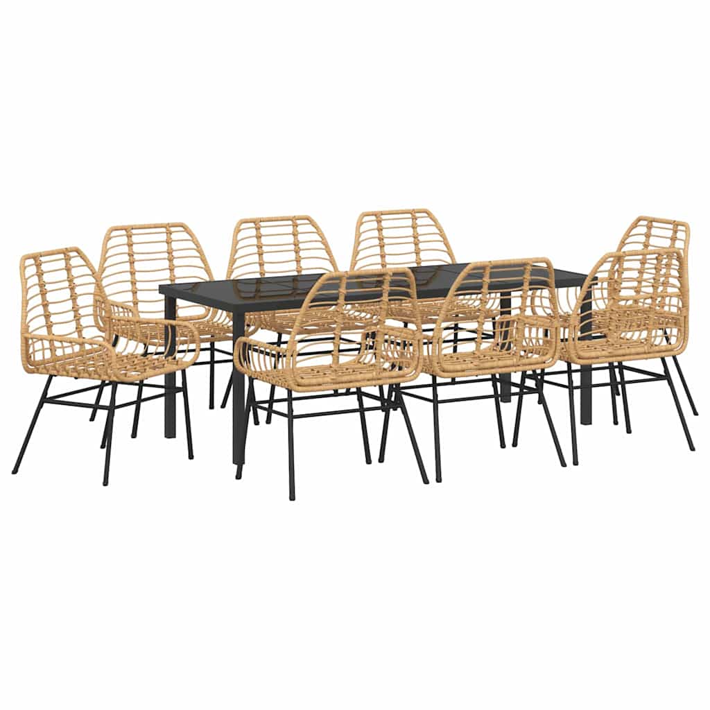 Ensemble de salle à manger pour jardin 9 pcs Marron polyrotin - XIOS