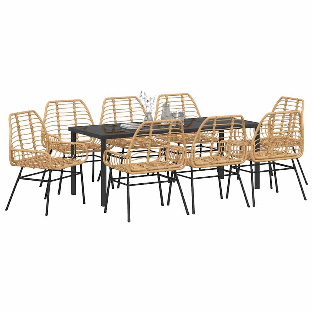 Ensemble de salle à manger pour jardin 9 pcs Marron polyrotin - XIOS