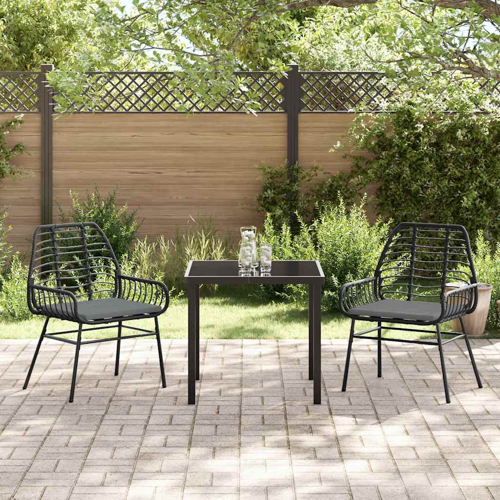 Ensemble de salle à manger pour jardin 3 pcs Noir polyrotin - XIOS
