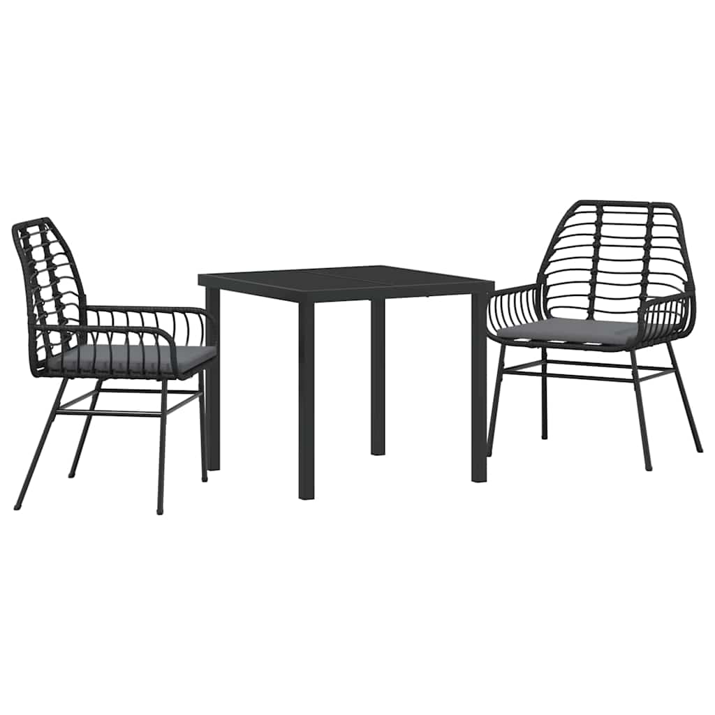 Ensemble de salle à manger pour jardin 3 pcs Noir polyrotin - XIOS