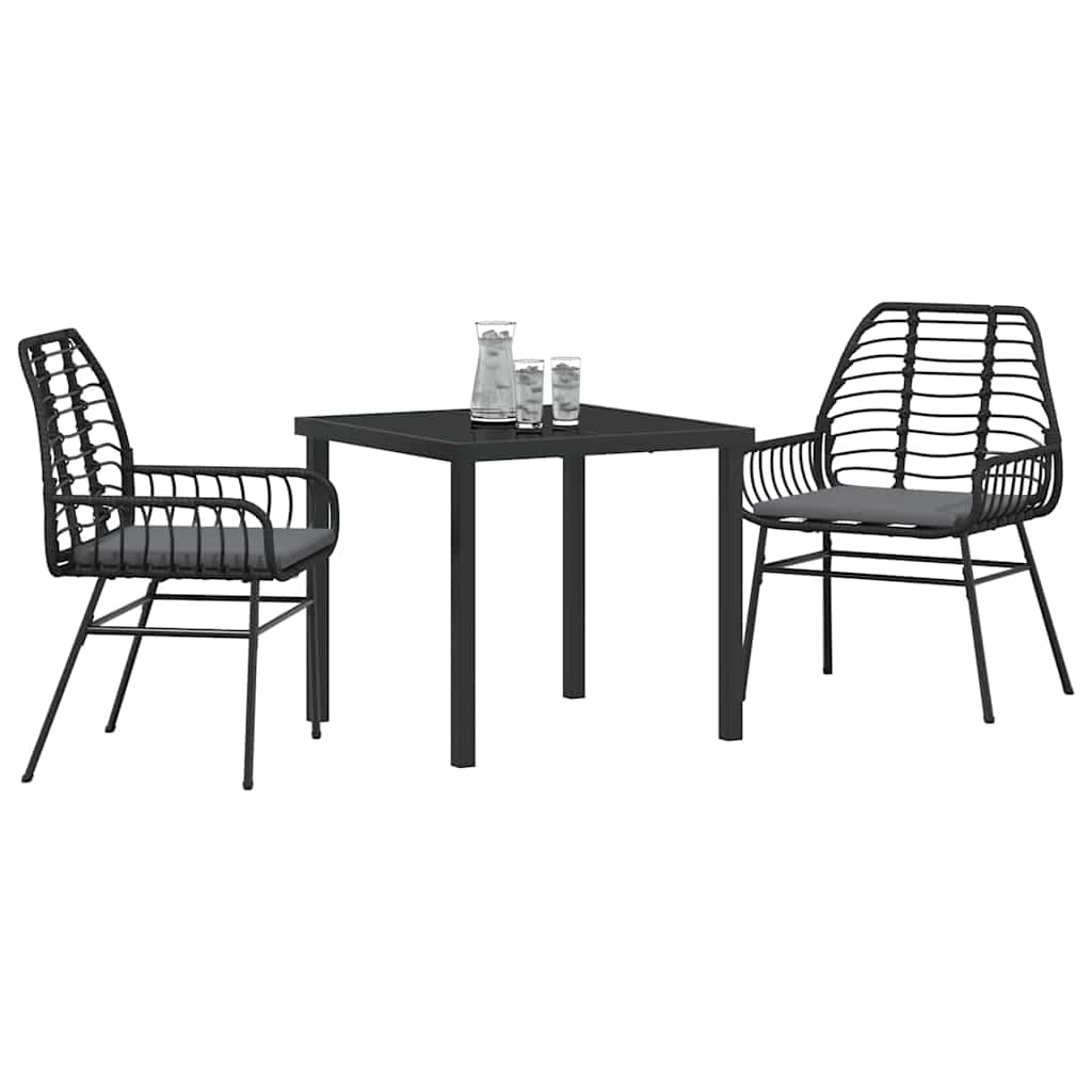 Ensemble de salle à manger pour jardin 3 pcs Noir polyrotin - XIOS