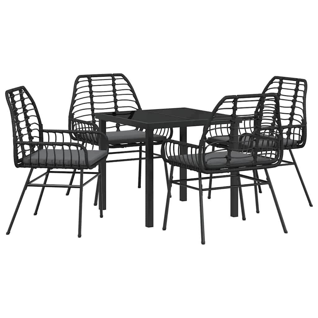 Ensemble de salle à manger pour jardin 5 pcs Noir polyrotin - XIOS