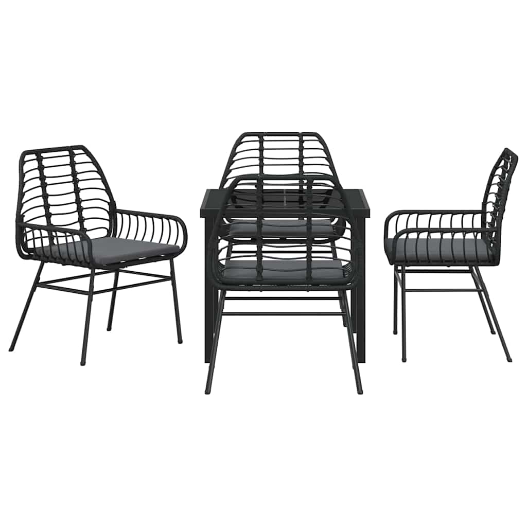 Ensemble de salle à manger pour jardin 5 pcs Noir polyrotin - XIOS