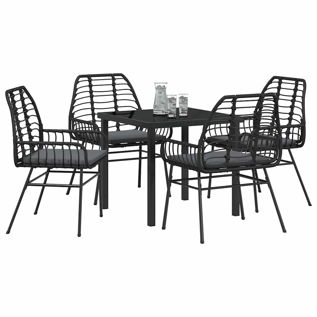 Ensemble de salle à manger pour jardin 5 pcs Noir polyrotin - XIOS