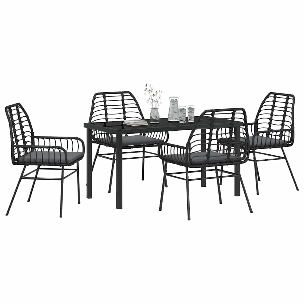 Ensemble de salle à manger pour jardin 5 pcs Noir polyrotin - XIOS