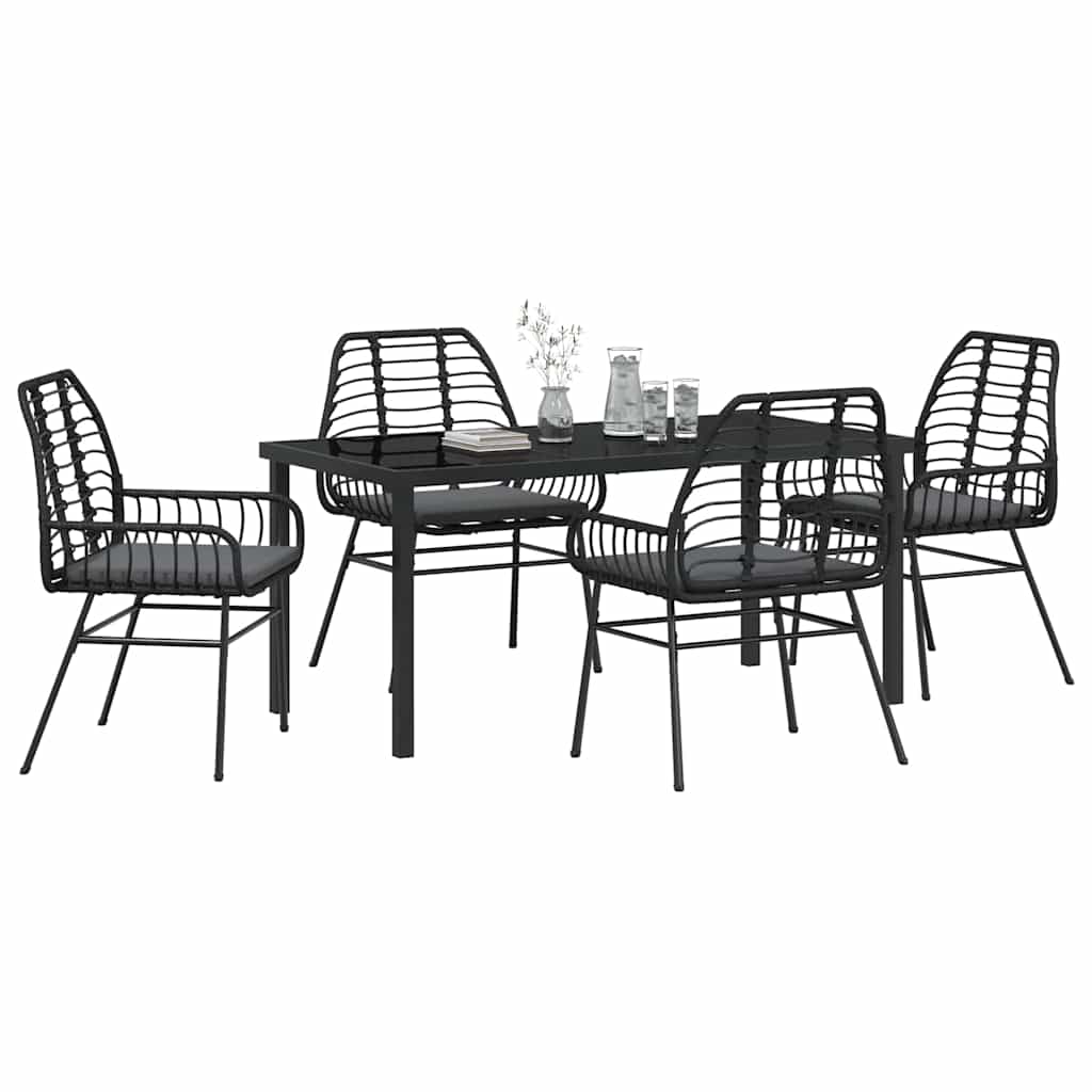 Ensemble de salle à manger pour jardin 5 pcs Noir polyrotin - XIOS
