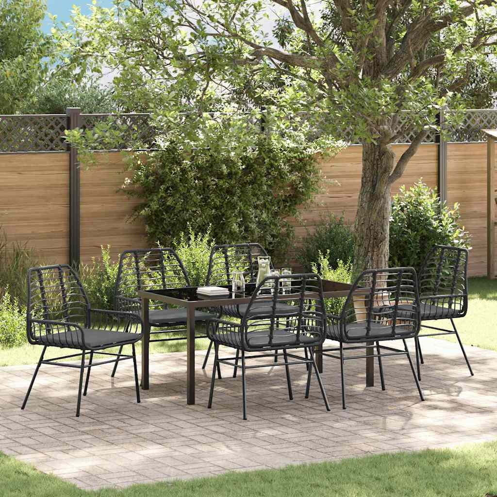 Ensemble de salle à manger pour jardin 7 pcs Noir polyrotin - XIOS