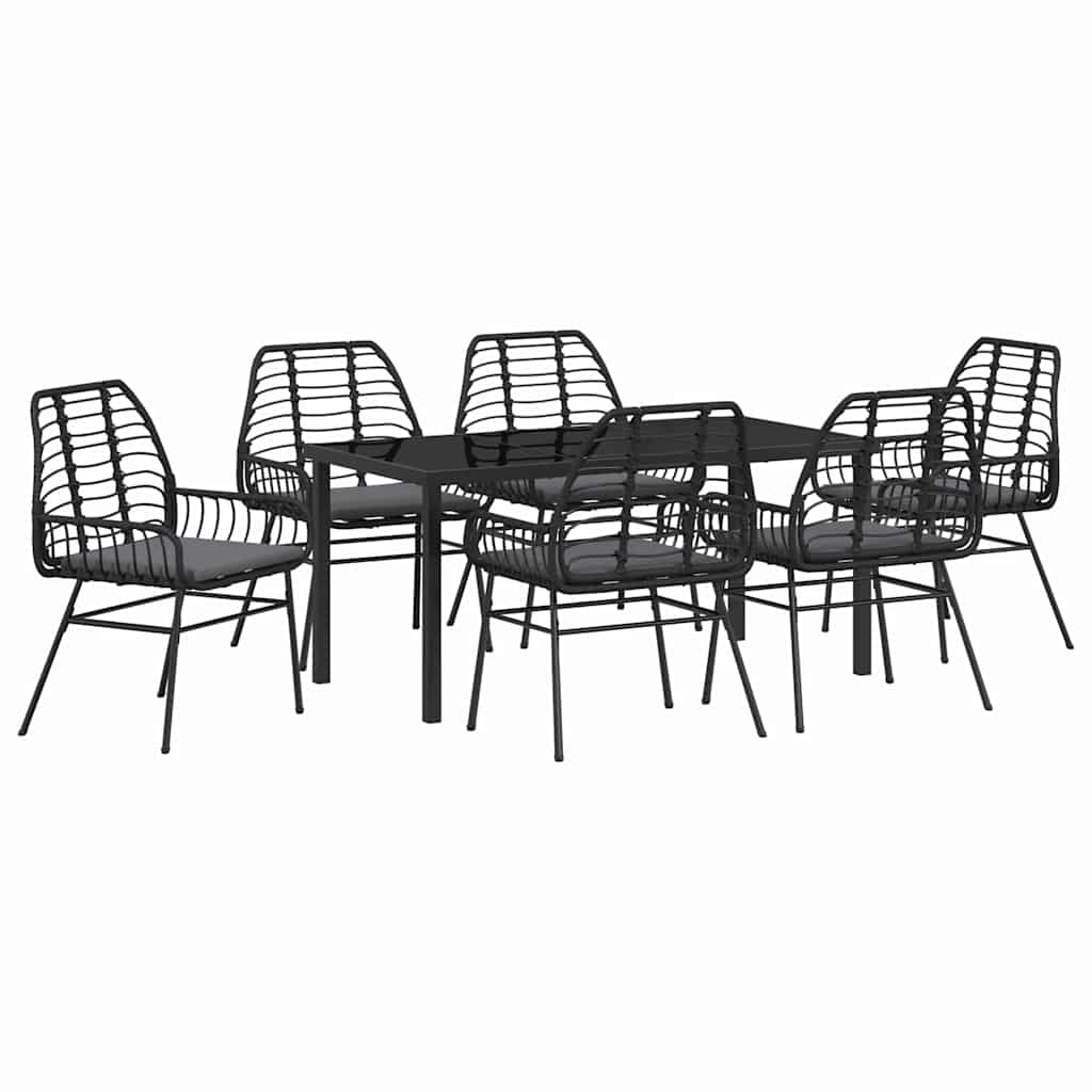 Ensemble de salle à manger pour jardin 7 pcs Noir polyrotin - XIOS