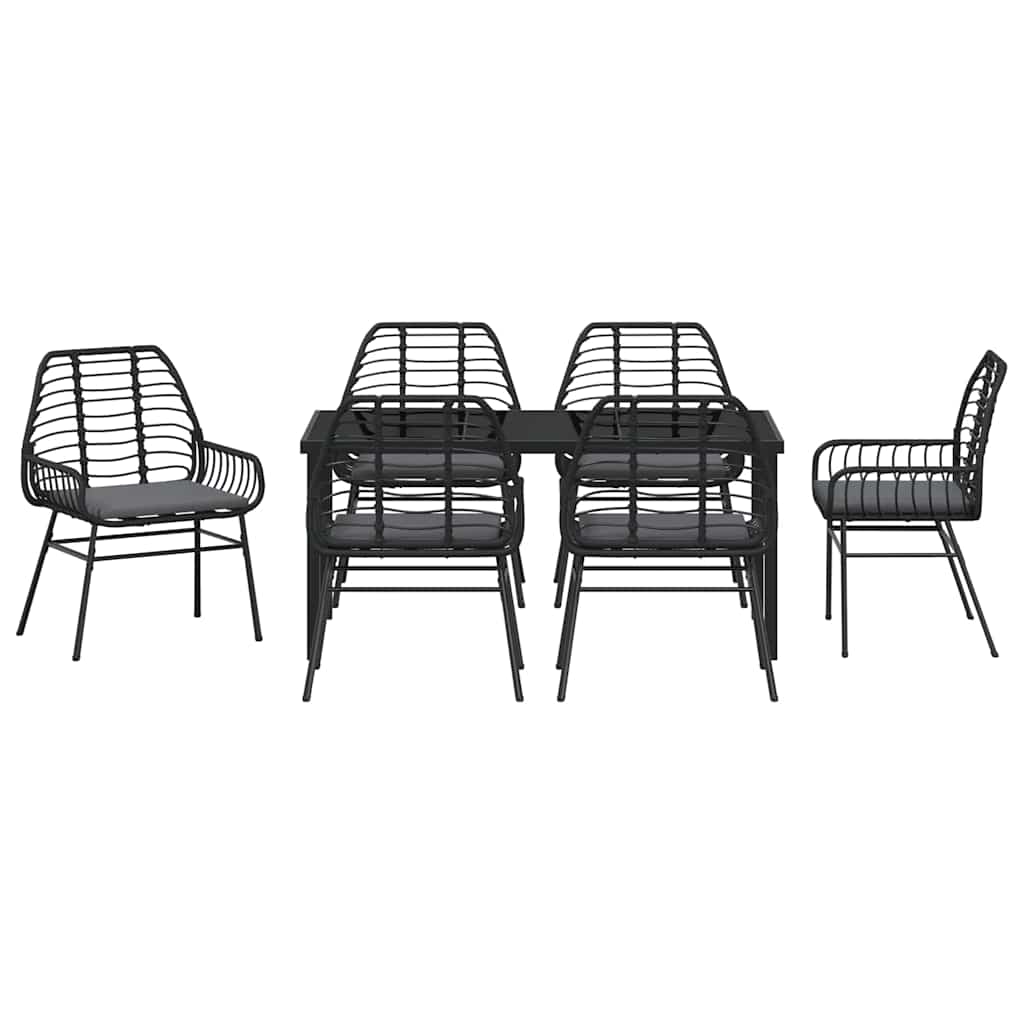 Ensemble de salle à manger pour jardin 7 pcs Noir polyrotin - XIOS