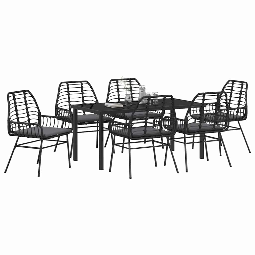 Ensemble de salle à manger pour jardin 7 pcs Noir polyrotin - XIOS