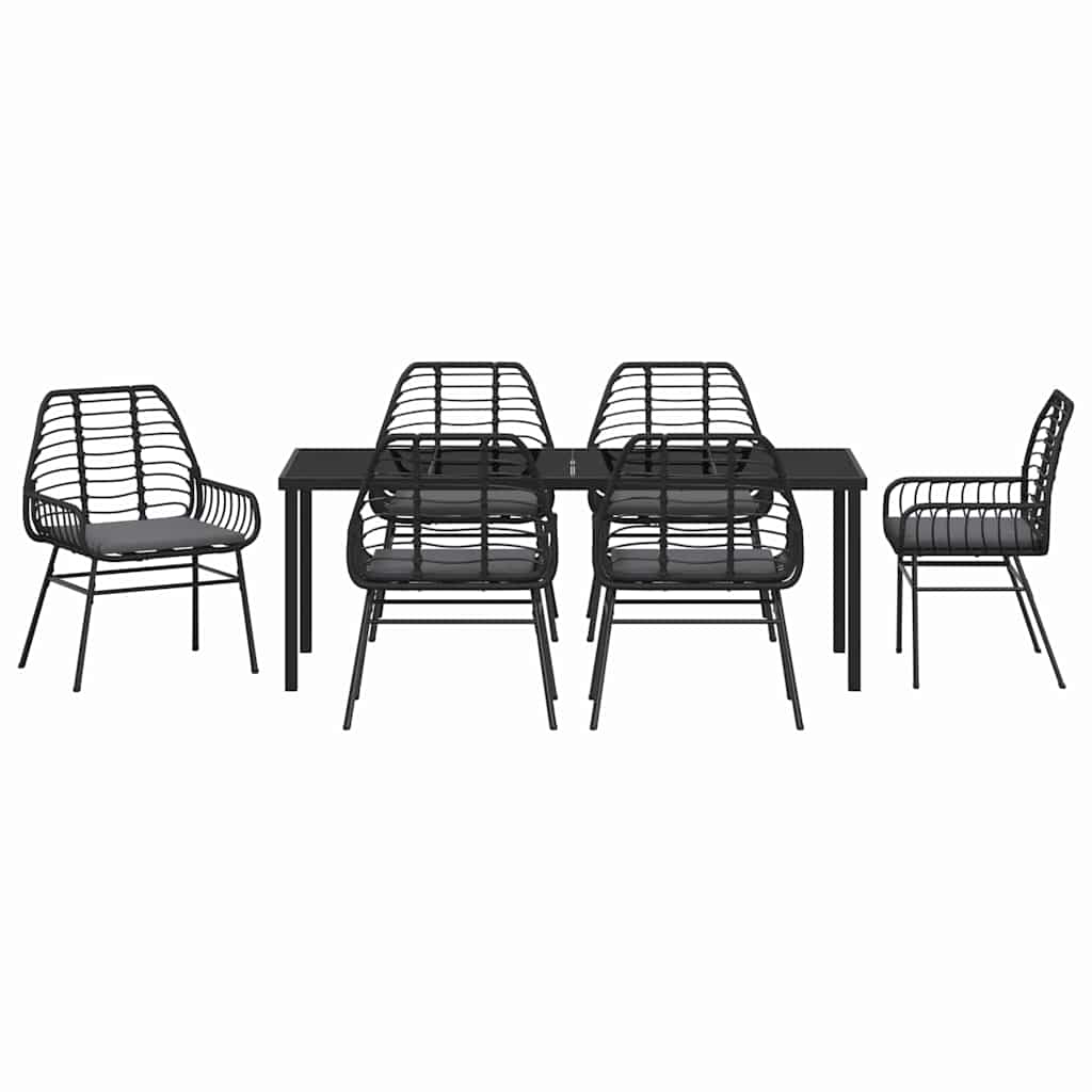 Ensemble de salle à manger pour jardin 7 pcs Noir polyrotin - XIOS