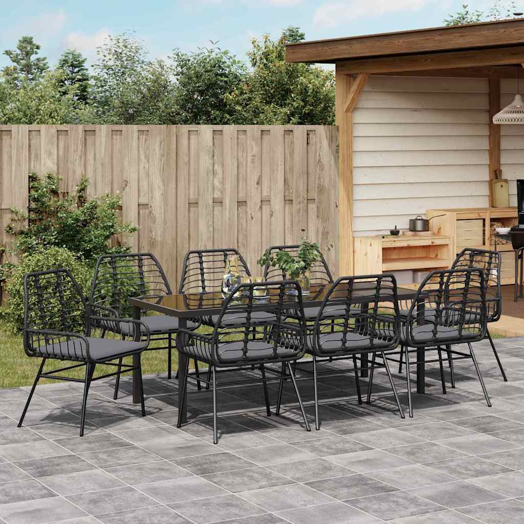 Ensemble de salle à manger pour jardin 9 pcs Noir polyrotin - XIOS