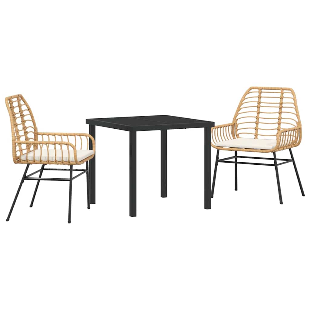 Ensemble de salle à manger pour jardin 3 pcs Marron polyrotin - XIOS