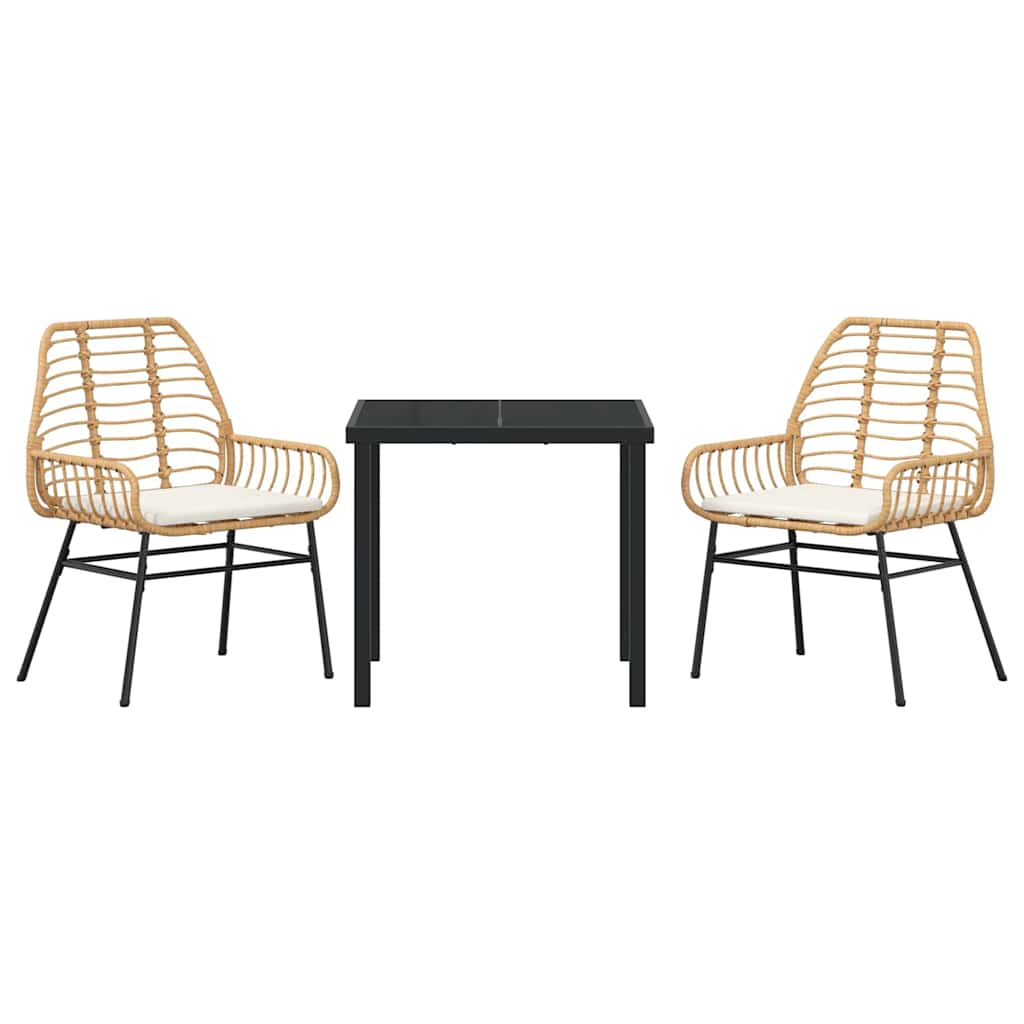 Ensemble de salle à manger pour jardin 3 pcs Marron polyrotin - XIOS