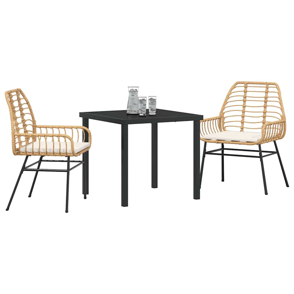 Ensemble de salle à manger pour jardin 3 pcs Marron polyrotin - XIOS