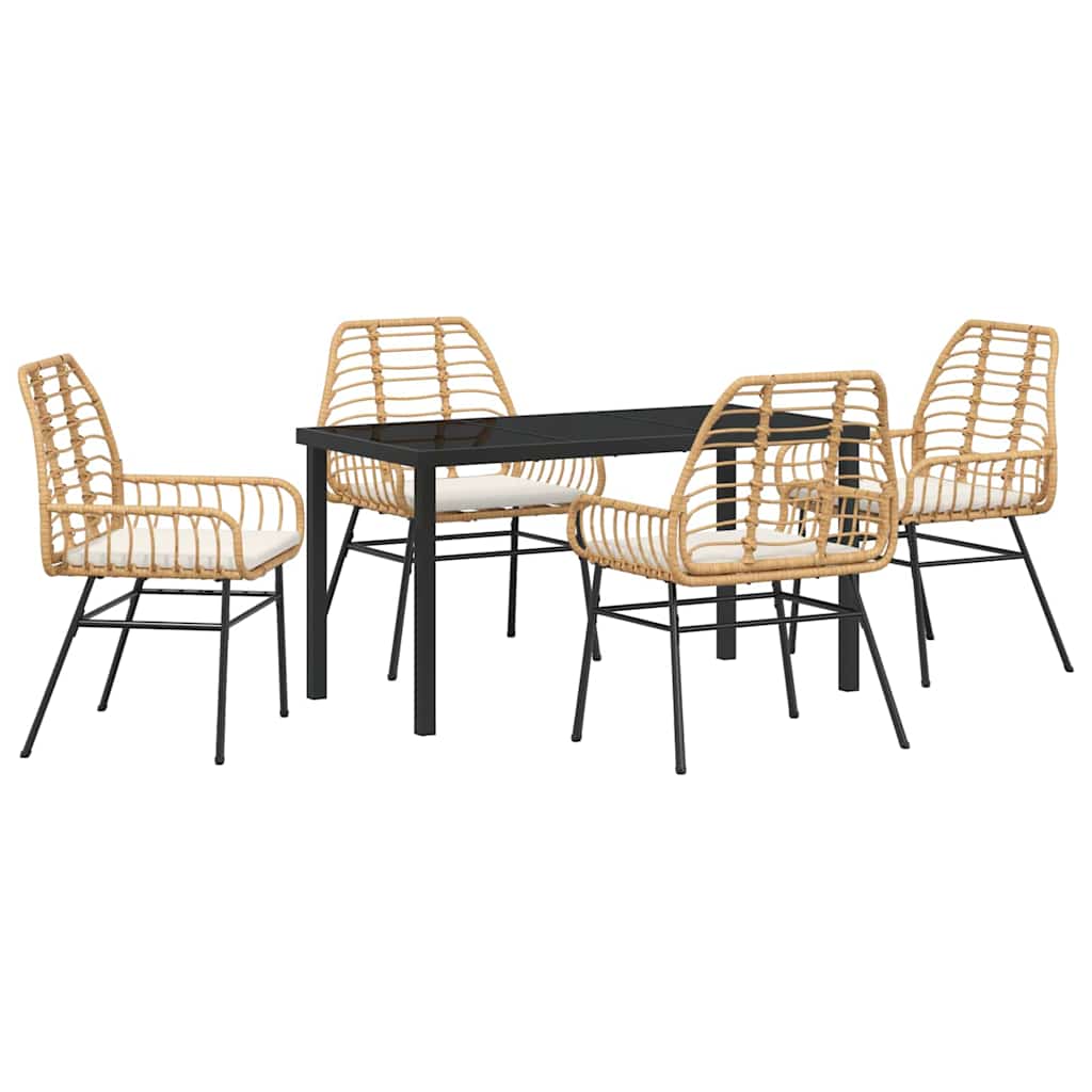 Ensemble de salle à manger pour jardin 5 pcs Marron polyrotin - XIOS
