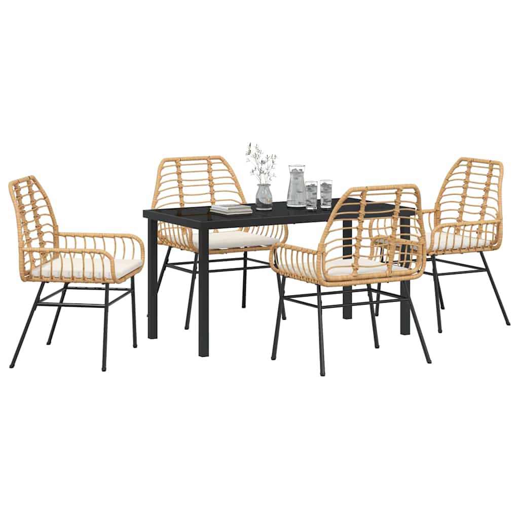 Ensemble de salle à manger pour jardin 5 pcs Marron polyrotin - XIOS