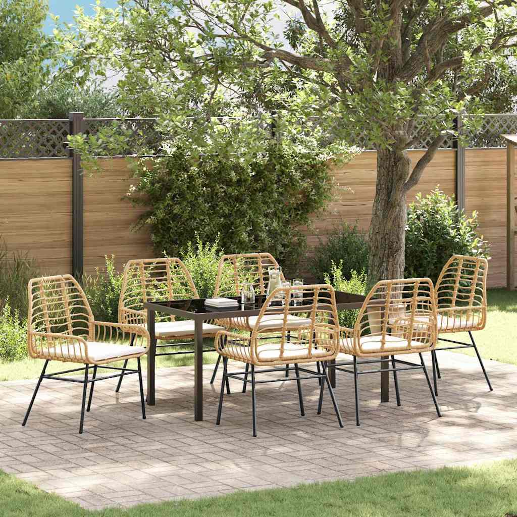 Ensemble de salle à manger pour jardin 7 pcs Marron polyrotin - XIOS