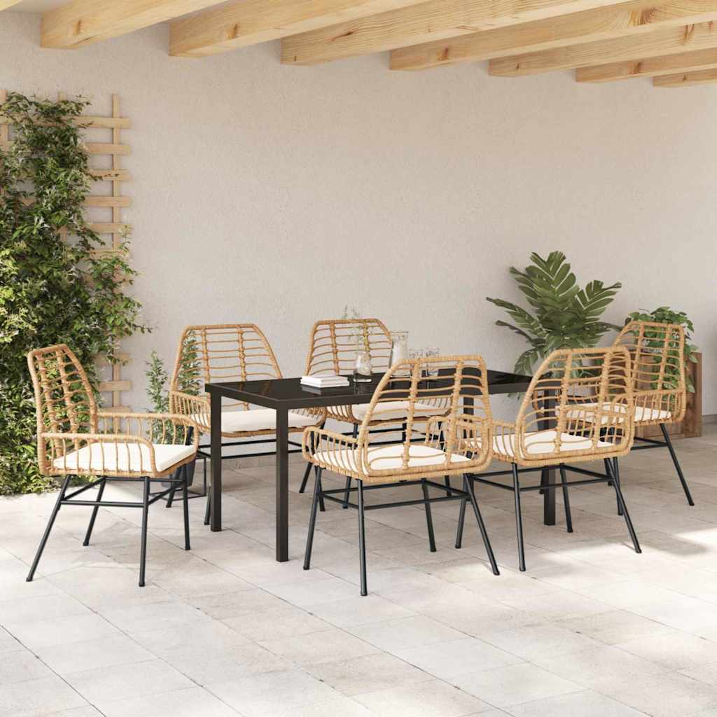 Ensemble de salle à manger pour jardin 7 pcs Marron polyrotin - XIOS