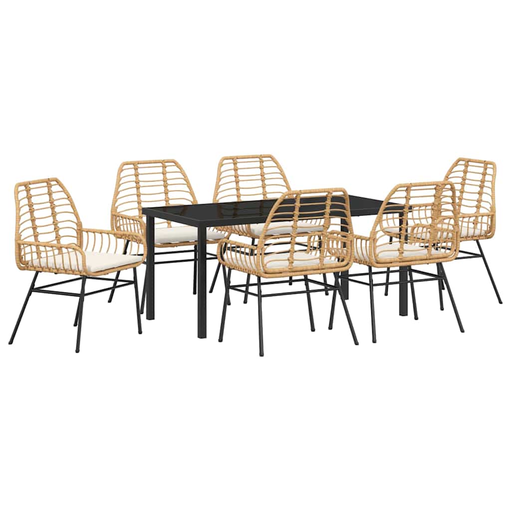 Ensemble de salle à manger pour jardin 7 pcs Marron polyrotin - XIOS