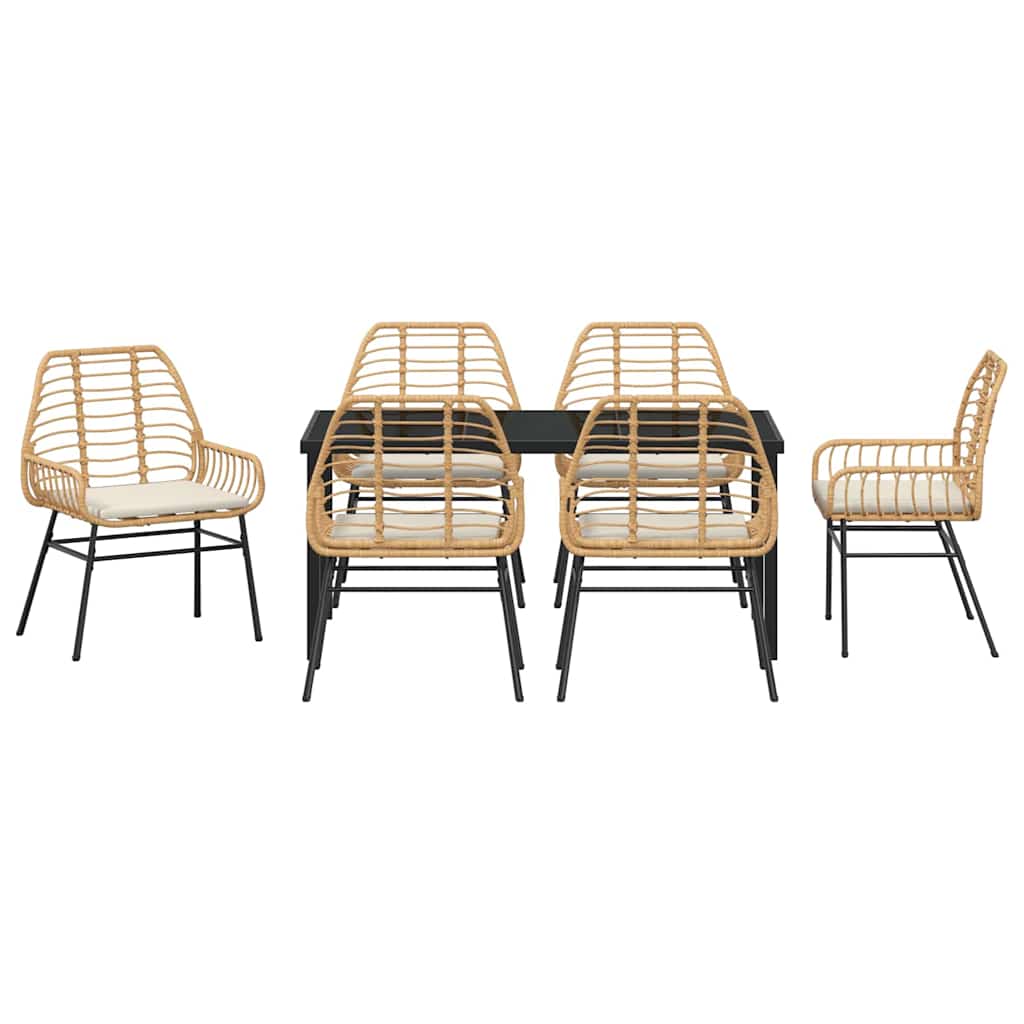 Ensemble de salle à manger pour jardin 7 pcs Marron polyrotin - XIOS
