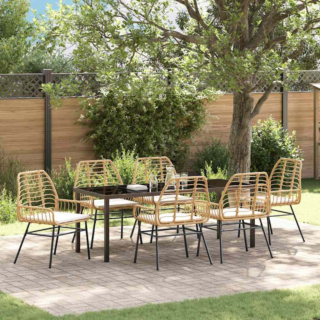 Ensemble de salle à manger pour jardin 7 pcs Marron polyrotin - XIOS