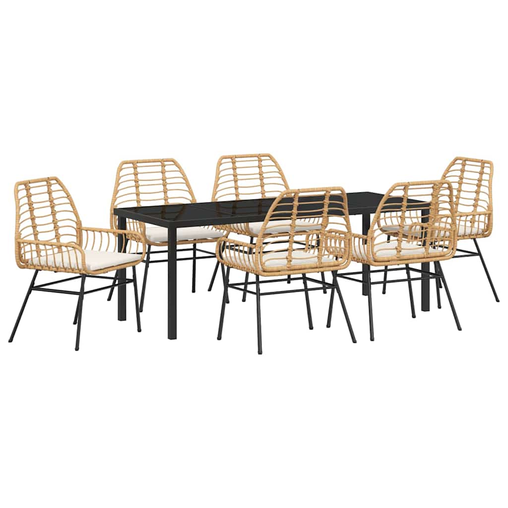 Ensemble de salle à manger pour jardin 7 pcs Marron polyrotin - XIOS