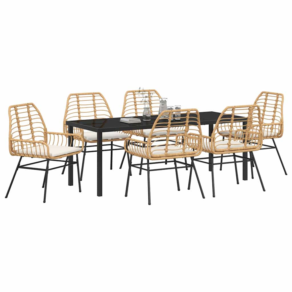 Ensemble de salle à manger pour jardin 7 pcs Marron polyrotin - XIOS