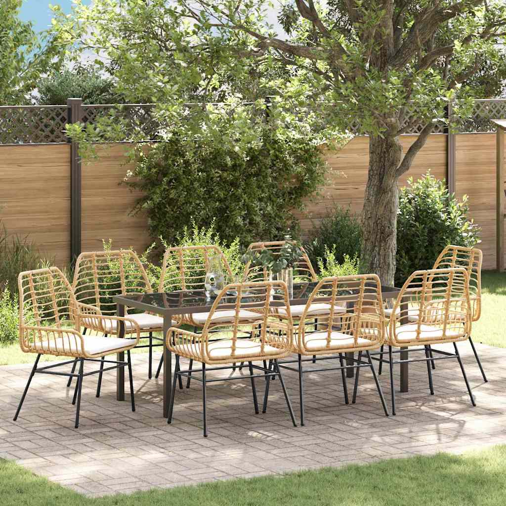 Ensemble de salle à manger pour jardin 9 pcs Marron polyrotin - XIOS