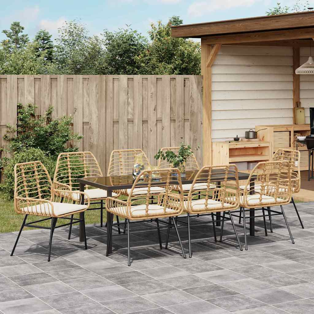Ensemble de salle à manger pour jardin 9 pcs Marron polyrotin - XIOS