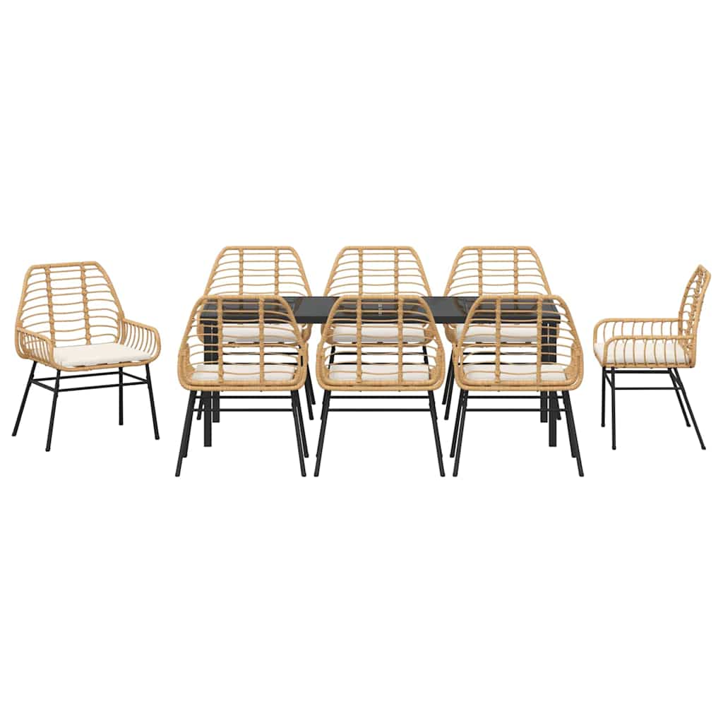 Ensemble de salle à manger pour jardin 9 pcs Marron polyrotin - XIOS