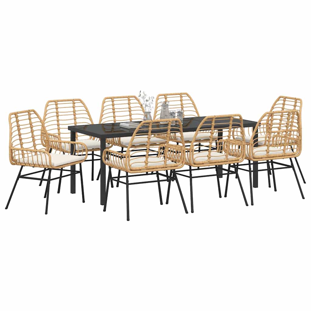 Ensemble de salle à manger pour jardin 9 pcs Marron polyrotin - XIOS