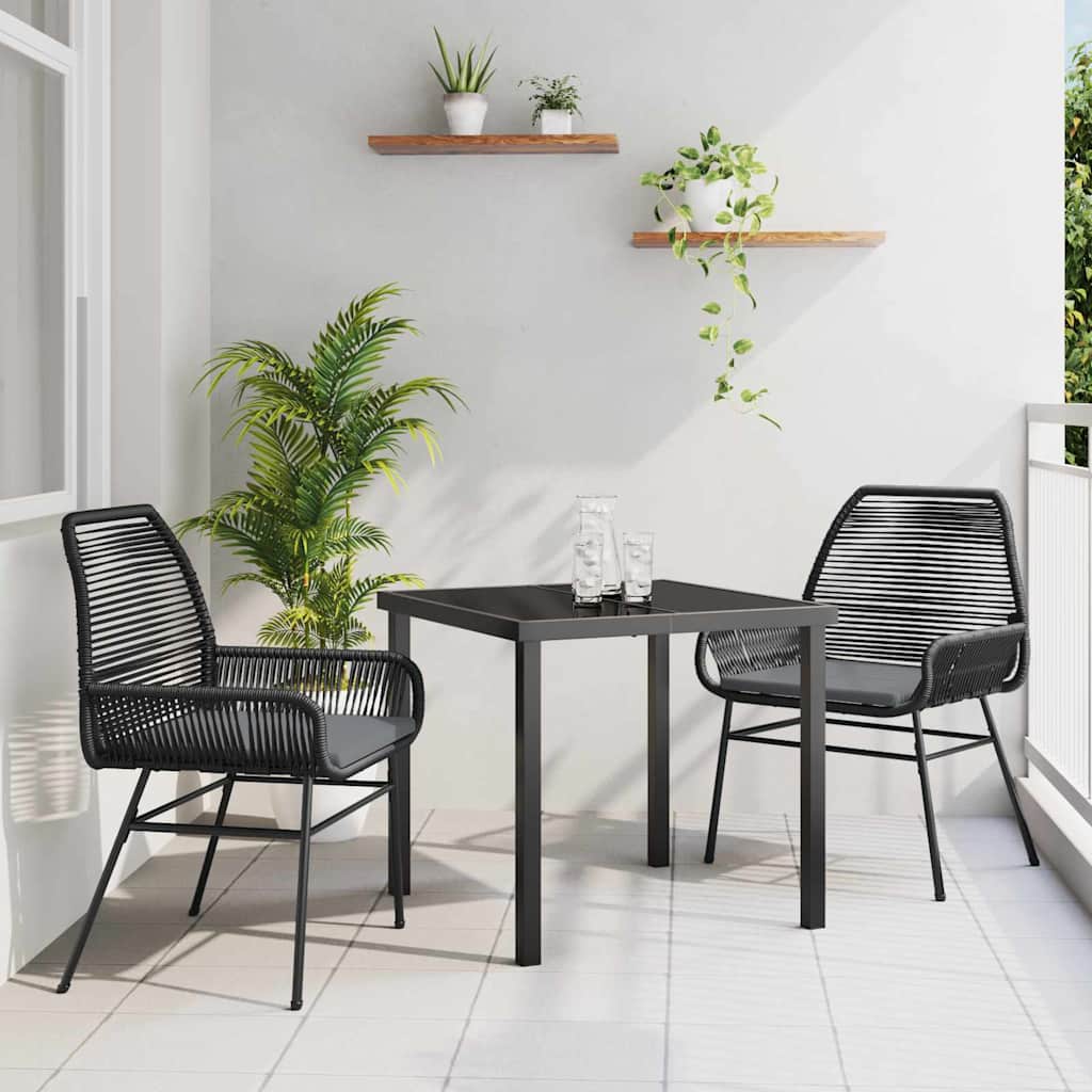 Ensemble de salle à manger pour jardin 3 pcs Noir polyrotin - XIOS