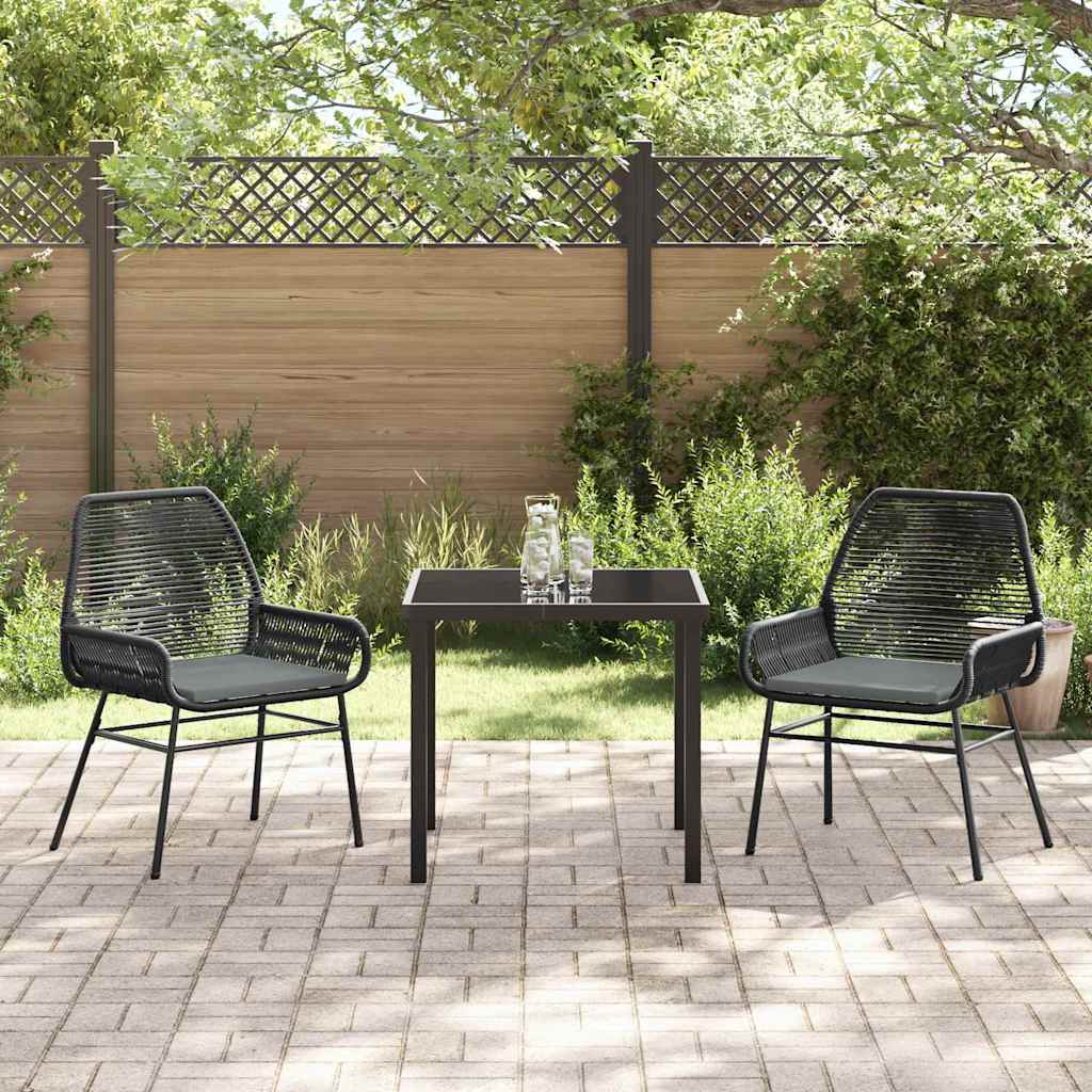 Ensemble de salle à manger pour jardin 3 pcs Noir polyrotin - XIOS