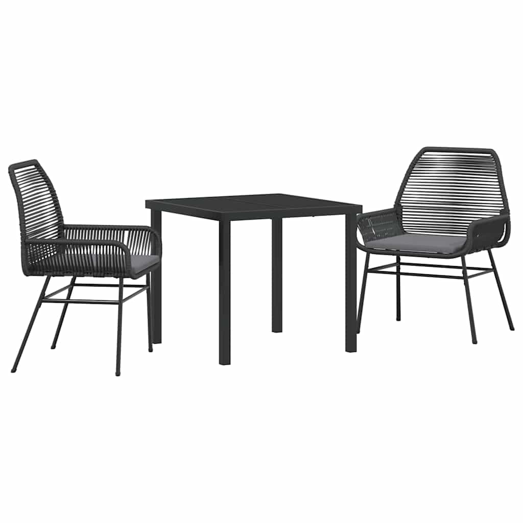 Ensemble de salle à manger pour jardin 3 pcs Noir polyrotin - XIOS