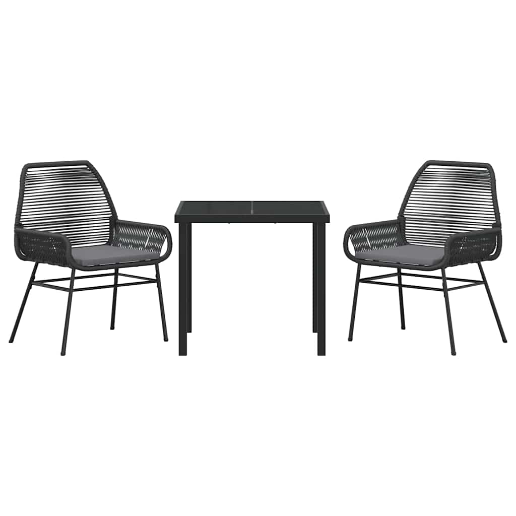 Ensemble de salle à manger pour jardin 3 pcs Noir polyrotin - XIOS