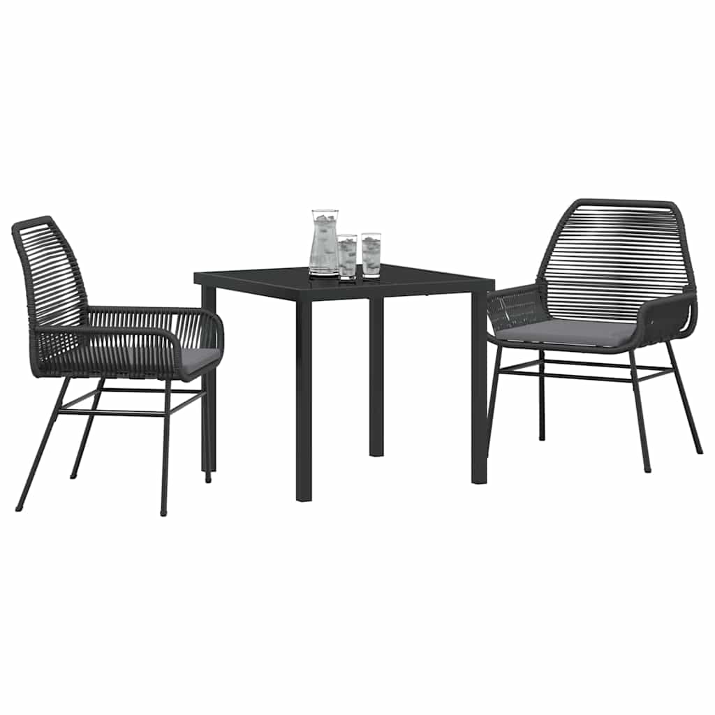 Ensemble de salle à manger pour jardin 3 pcs Noir polyrotin - XIOS