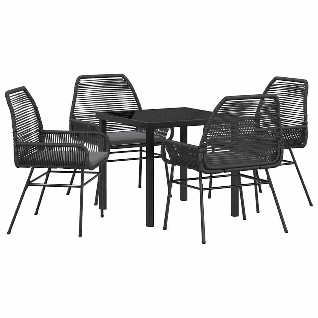 Ensemble de salle à manger pour jardin 5 pcs Noir polyrotin - XIOS
