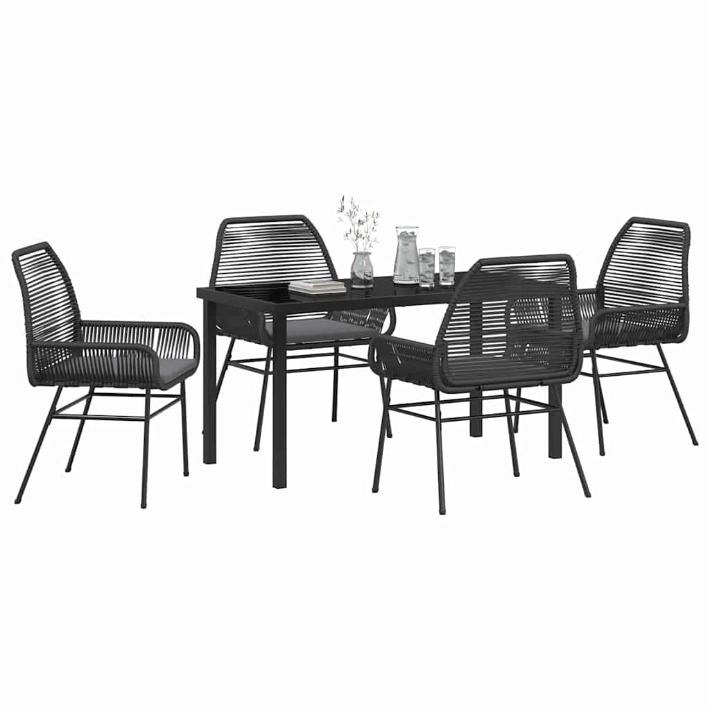 Ensemble de salle à manger pour jardin 5 pcs Noir polyrotin - XIOS