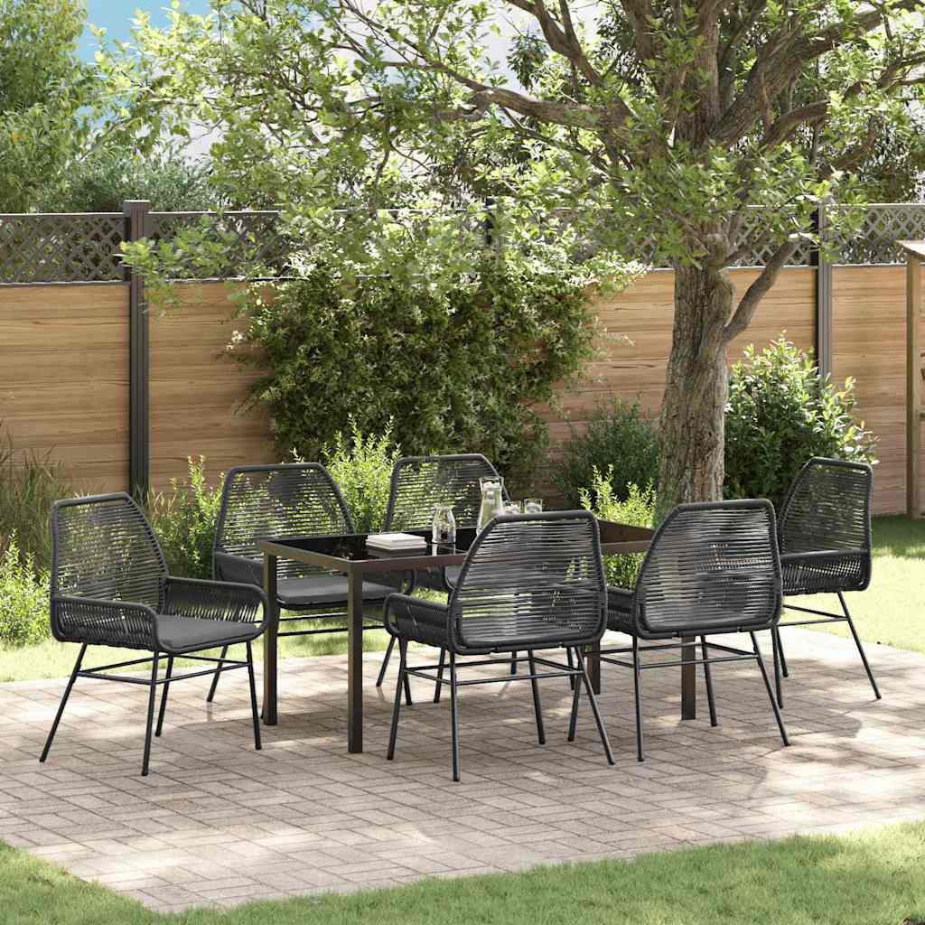Ensemble de salle à manger pour jardin 7 pcs Noir polyrotin - XIOS