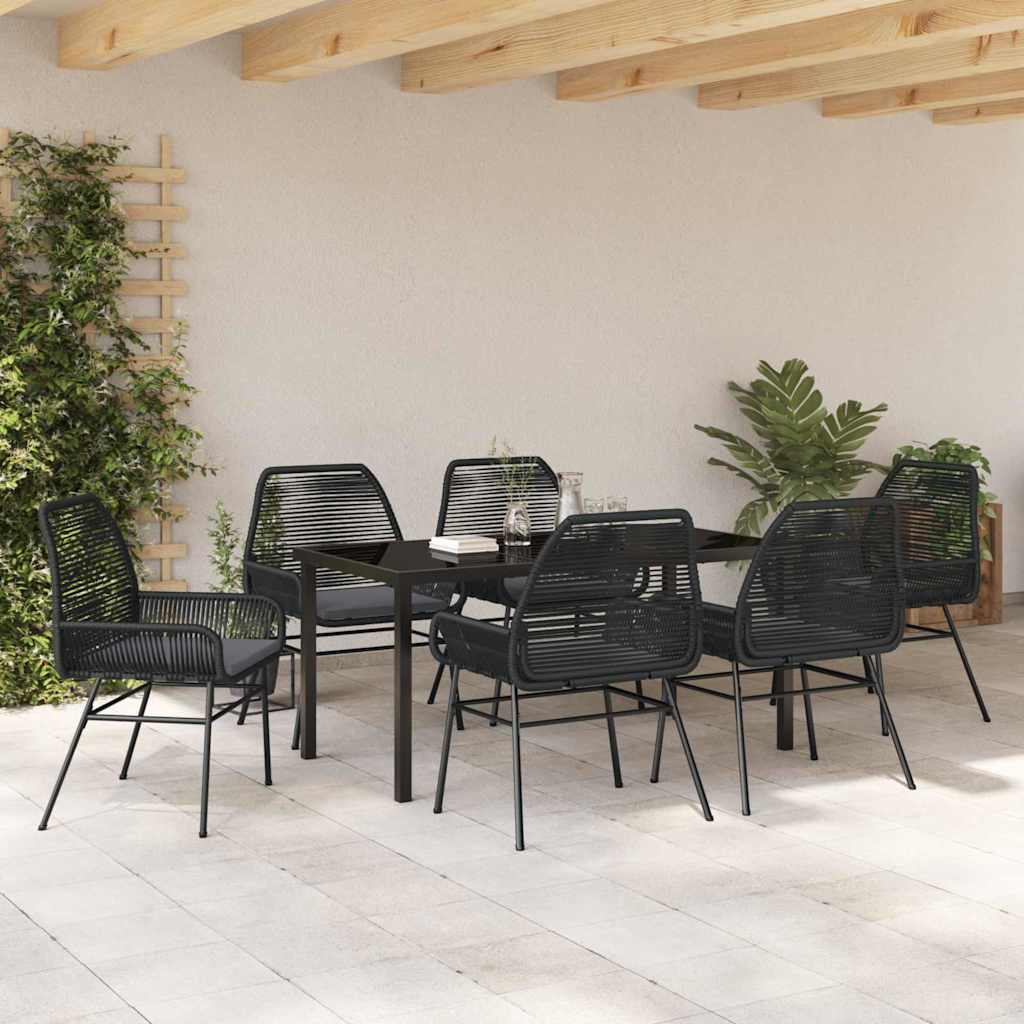 Ensemble de salle à manger pour jardin 7 pcs Noir polyrotin - XIOS