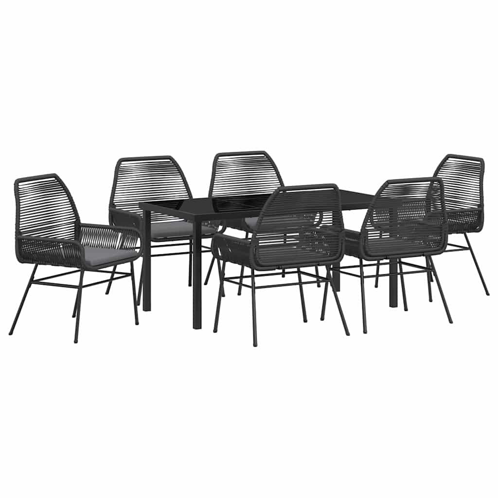 Ensemble de salle à manger pour jardin 7 pcs Noir polyrotin - XIOS