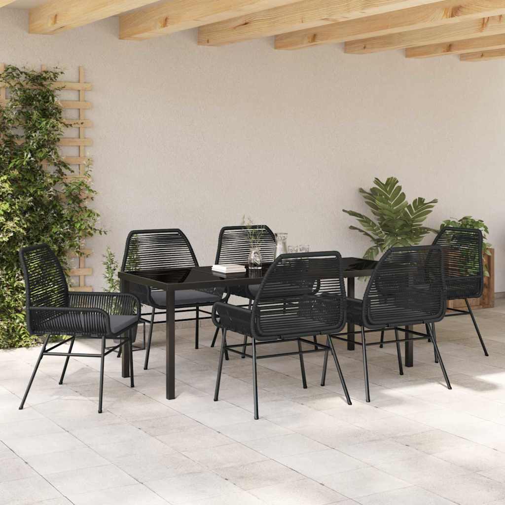 Ensemble de salle à manger pour jardin 7 pcs Noir polyrotin - XIOS
